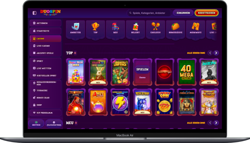 Top-Spiele im Duospin Casino