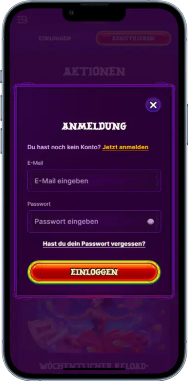 Melden Sie sich bei Ihrem persönlichen Konto im Duospin Casino an